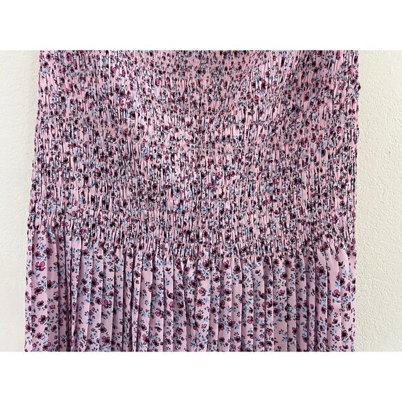 Nicholas Revolve Smocked Floral Midi Skirt Womens 6 Cottagecore Whimsy Pink READ - Picture 12 of 14
